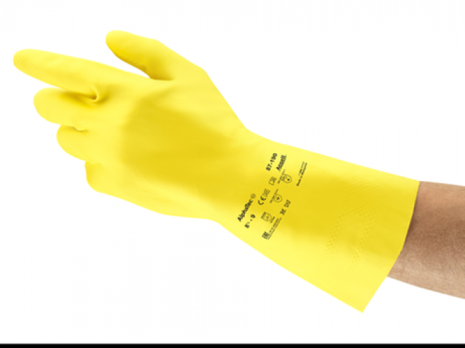 ANSRLL-Einwegschutz, LATEX-ARBEITSHANDSCHUHE, ECONOHANDS PLUS, 87-190, gelb