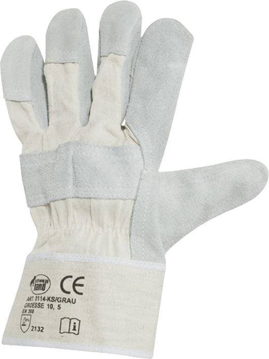 F-STRONGHAND, Rind-Spaltleder-Arbeits-Handschuhe KS/GRAU, grau, VE = 12 Paar