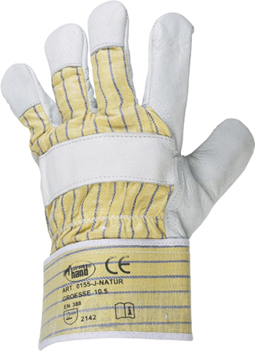 F-STRONGHAND, Rindvollleder-Arbeits-Handschuhe ALBATROS, weiß, VE = 12 Paar
