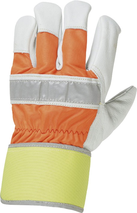 F-STRONGHAND, Rindvollleder-Arbeits-Handschuhe HI-VIS, orange, VE = 12 Paar