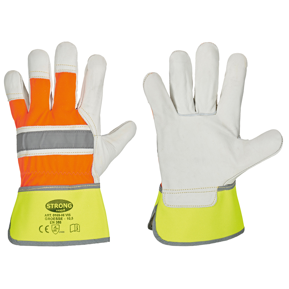 F-STRONGHAND-Handschutz, Rindvollleder, Arbeitshandschuhe, *HI-VIS*