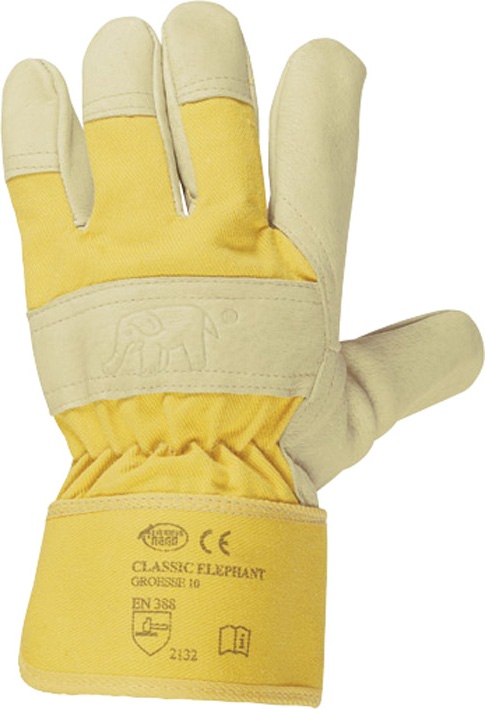 F-STRONGHAND, Schweins-Vollleder-Arbeits-Handschuhe CLASSIC-ELEPHANT, gelb, VE = 12 Paar