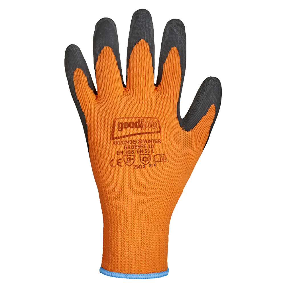 F-GOODJOB-Handschutz, Schrumpf-Latex, Arbeitshandschuhe *ECO WINTER*,  orange/schwarz