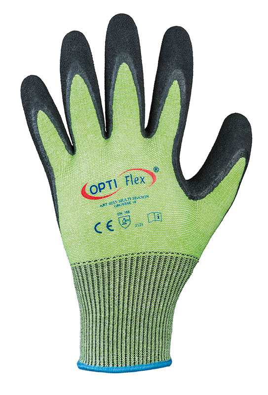 F-OPTIFLEX, Latex-Arbeitshandschuhe, *MULTI SEASON*, grün/schwarz, VE = 12 Paar