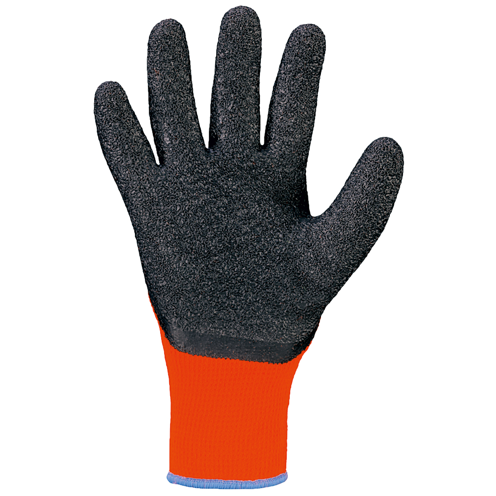 F-STRONGHAND-Handschutz, Mittelstrick, Acryl, Latex beschichtet, Arbeitshandschuhe, *RASMUSSEN*,  Pkg.a`12 , schwarz/orange