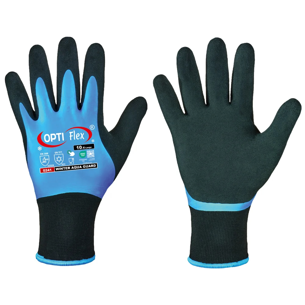 F-OPTIFLEX-Handschutz, Latex-Arbeitshandschuhe, *WINTER AQUA GUARD*, schwarz/blau