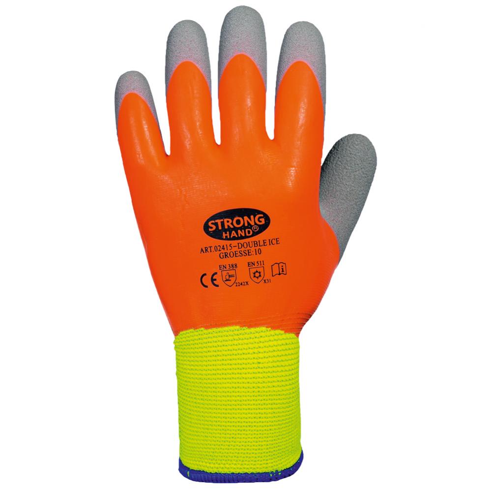 F-STRONGHAND-Handschutz, Latex, Arbeitshandschuhe, *DOUBLE ICE*,  Pkg.a`12 , orange/grau