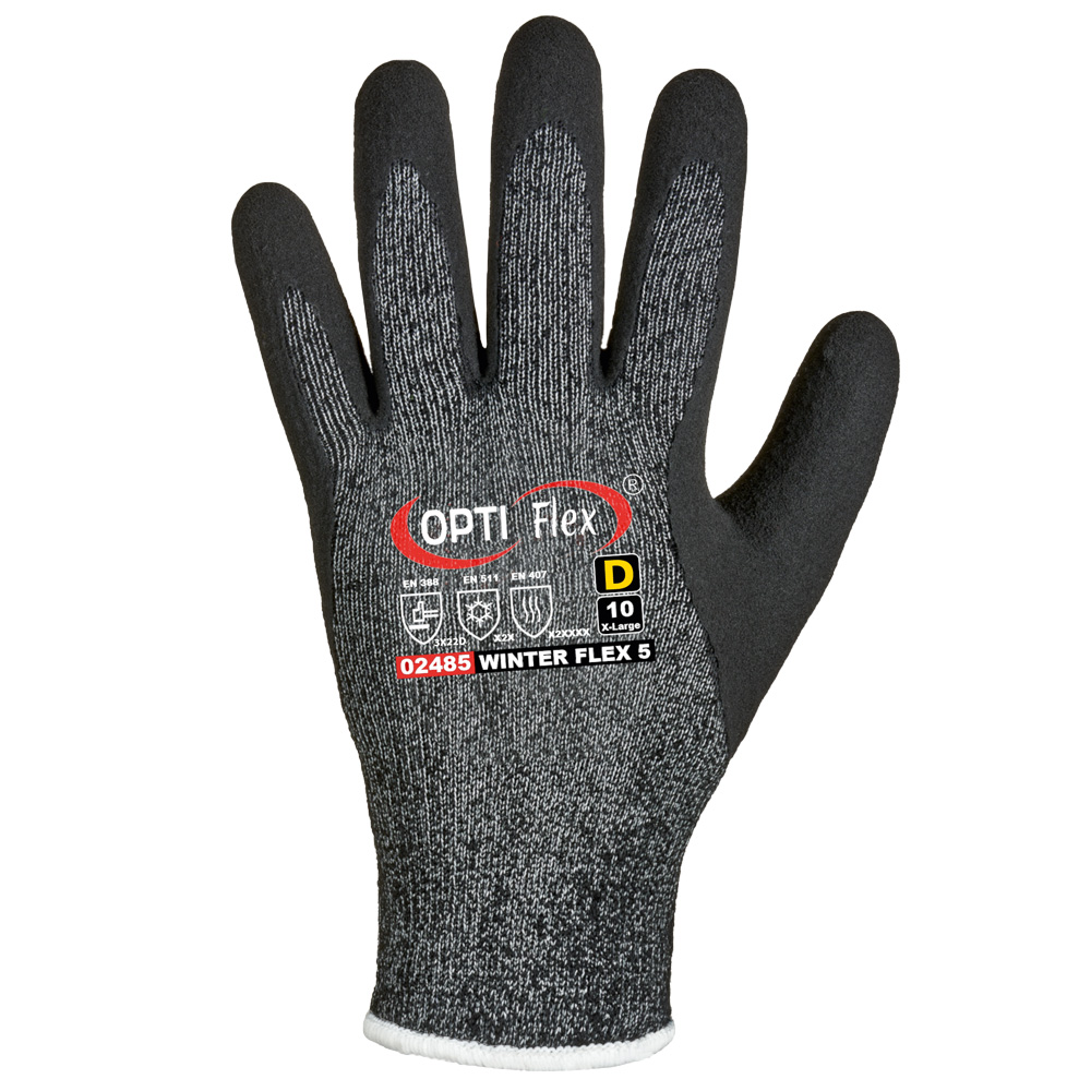 F-OPTIFLEX-Handschutz, Latex-Schnittschutz, Arbeitshandschuhe, *WINTER FLEX 5*, schwarz