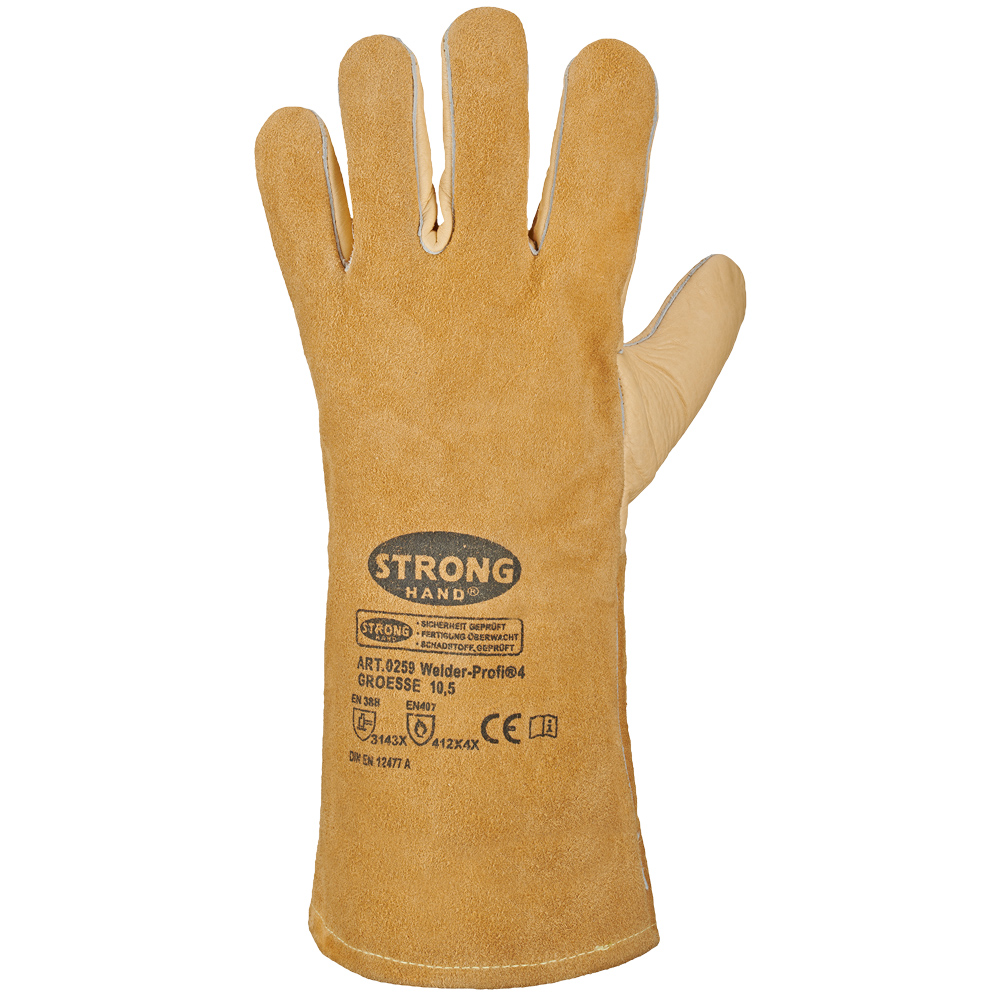 F-STRONGHAND-Handschutz, Schweißer, Rindleder, Arbeitshandschuhe,  *WELDER-PROFI 4*, Pkg.a`12