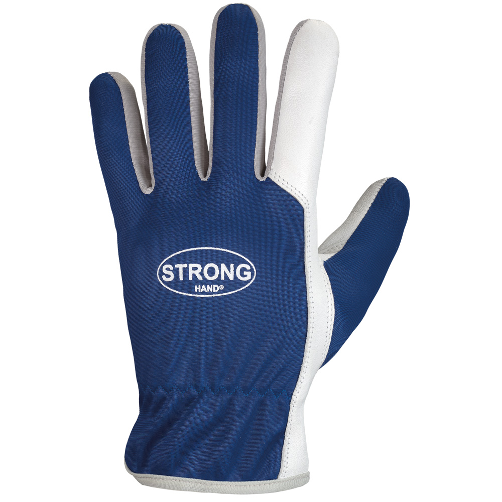 F-STRONGHAND-Handschutz, Schafsleder Arbeitshandschuhe, *DAVAO*, blau/grau, Pkg.a`12