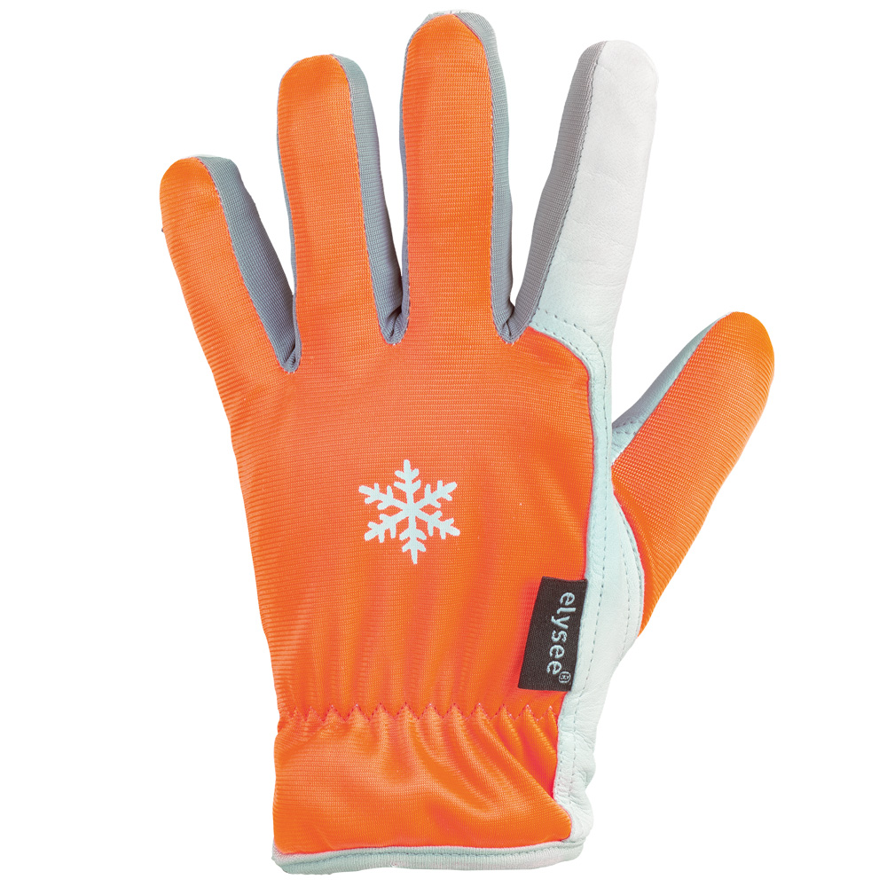 F-ELYSEE-Handschutz, Schafsleder Arbeitshandschuhe, *GROEDN*, orange/grau/silber, Pkg.a`12