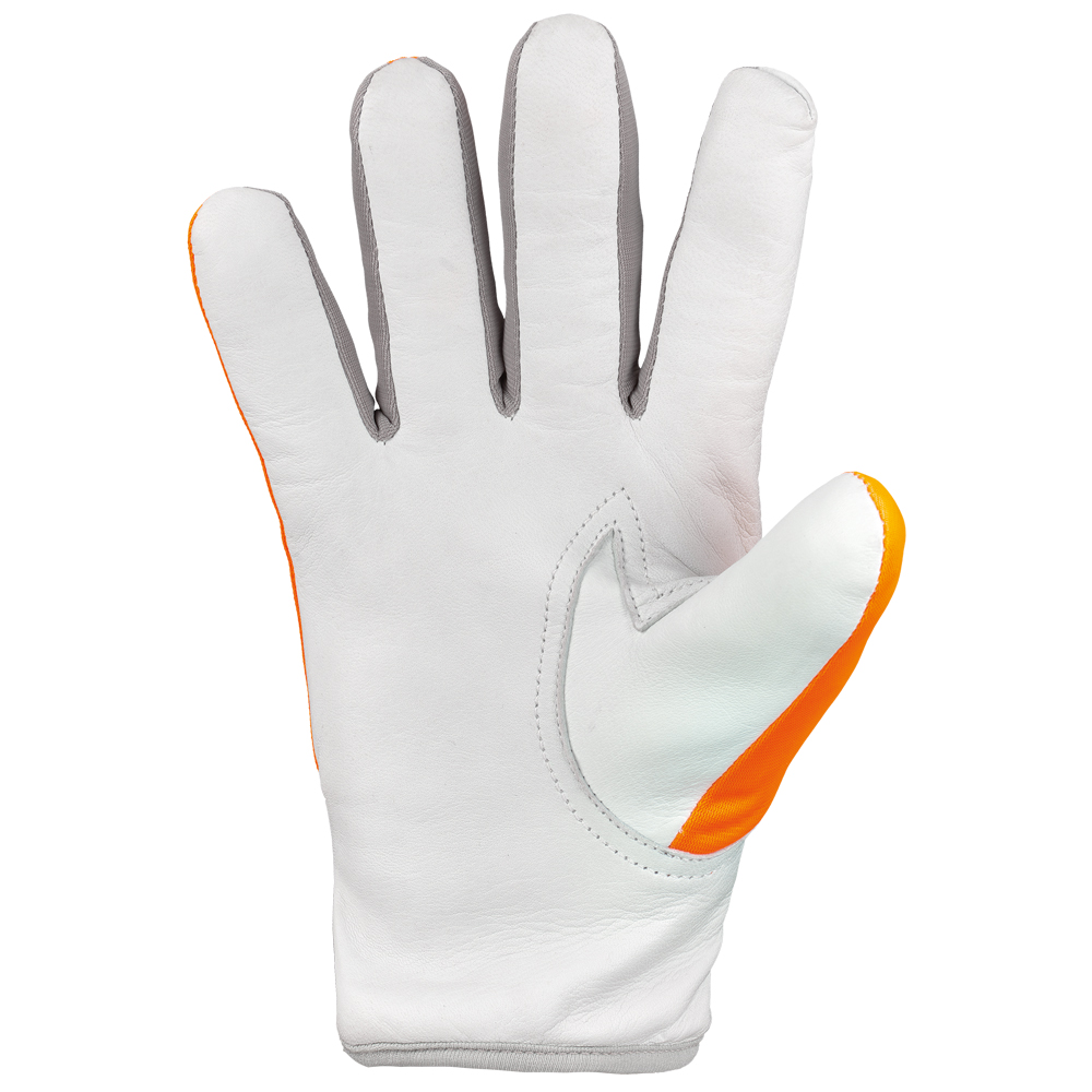 F-ELYSEE-Handschutz, Schafsleder Arbeitshandschuhe, *GROEDN*, orange/grau/silber, Pkg.a`12