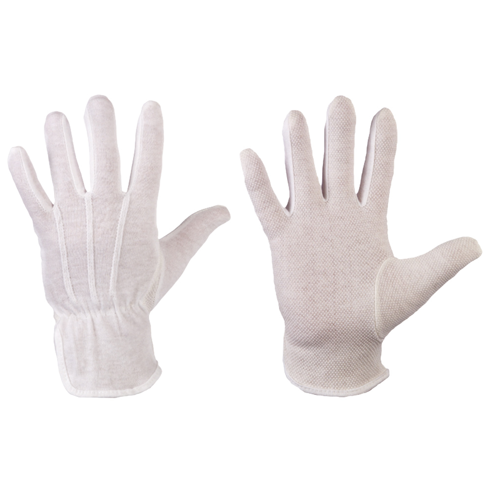 F-STRONGHAND-Handschutz, Trikot, 100% Baumwolle, mit Noppen, Arbeitshandschuhe, *BAOTOU*, Pkg.a`12 ,  weiß gebleicht
