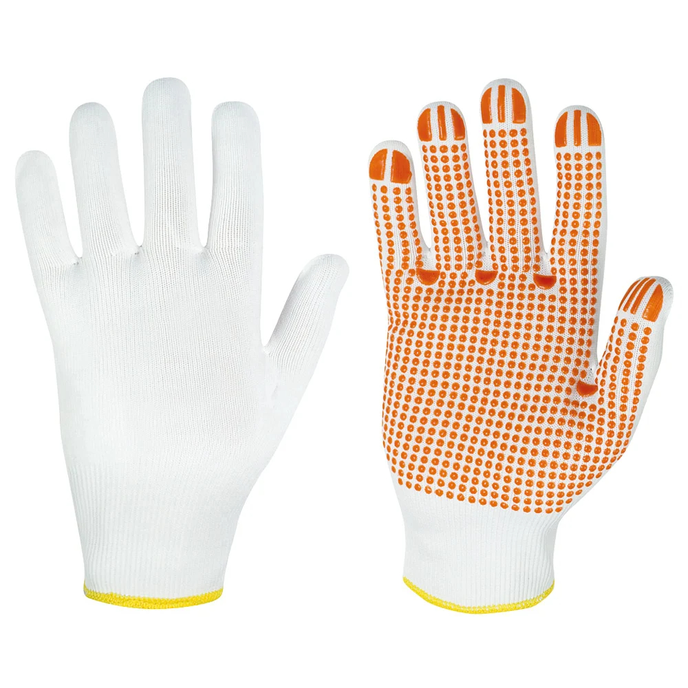 F-STRONGHAND-Handschutz, Strick, mit Noppen, Arbeitshandschuhe, *FUZHOU*, Pkg.a`12 , weiß/rot
