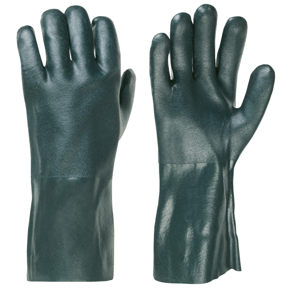 F-F-FELDTMANN-Handschutz, PVC-Arbeitshandschuhe, 35 cm, Jersey-Futter, *HOUSTON*, grün