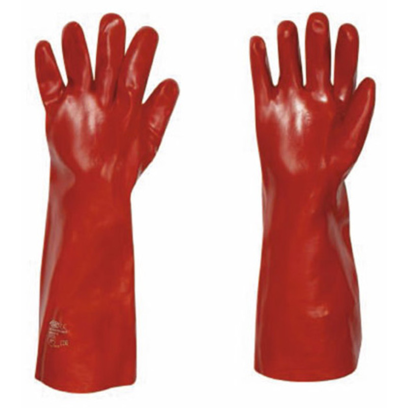 F-PVC-Arbeitshandschuhe, 45 cm, Trikot-Baumwollfutter, *COLUMBIA*, VE: 60 Paar, rot