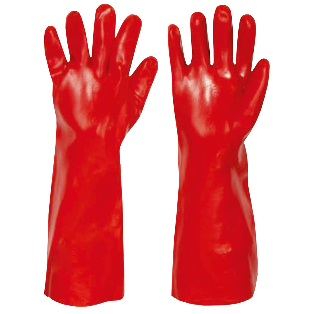 Gr.10 F-PVC-Arbeitshandschuhe, 45 cm, Trikot-Baumwollfutter, *COLUMBIA*, VE: 60 Paar, rot