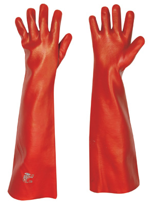 F-PVC-Arbeitshandschuhe, 60 cm, Trikot-Baumwollfutter, *MEMPHIS*, VE: 36 Paar, rot