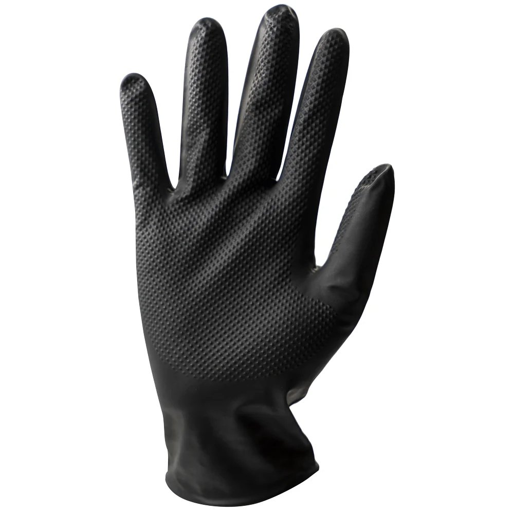 F-STRONGHAND-Einwegschutz,  Nitril-Einweghandschuhe, puderfrei, *GRIP SCHWARZ*,Spenderbox á 50 Stück, VE: 10 Boxen, schwarz