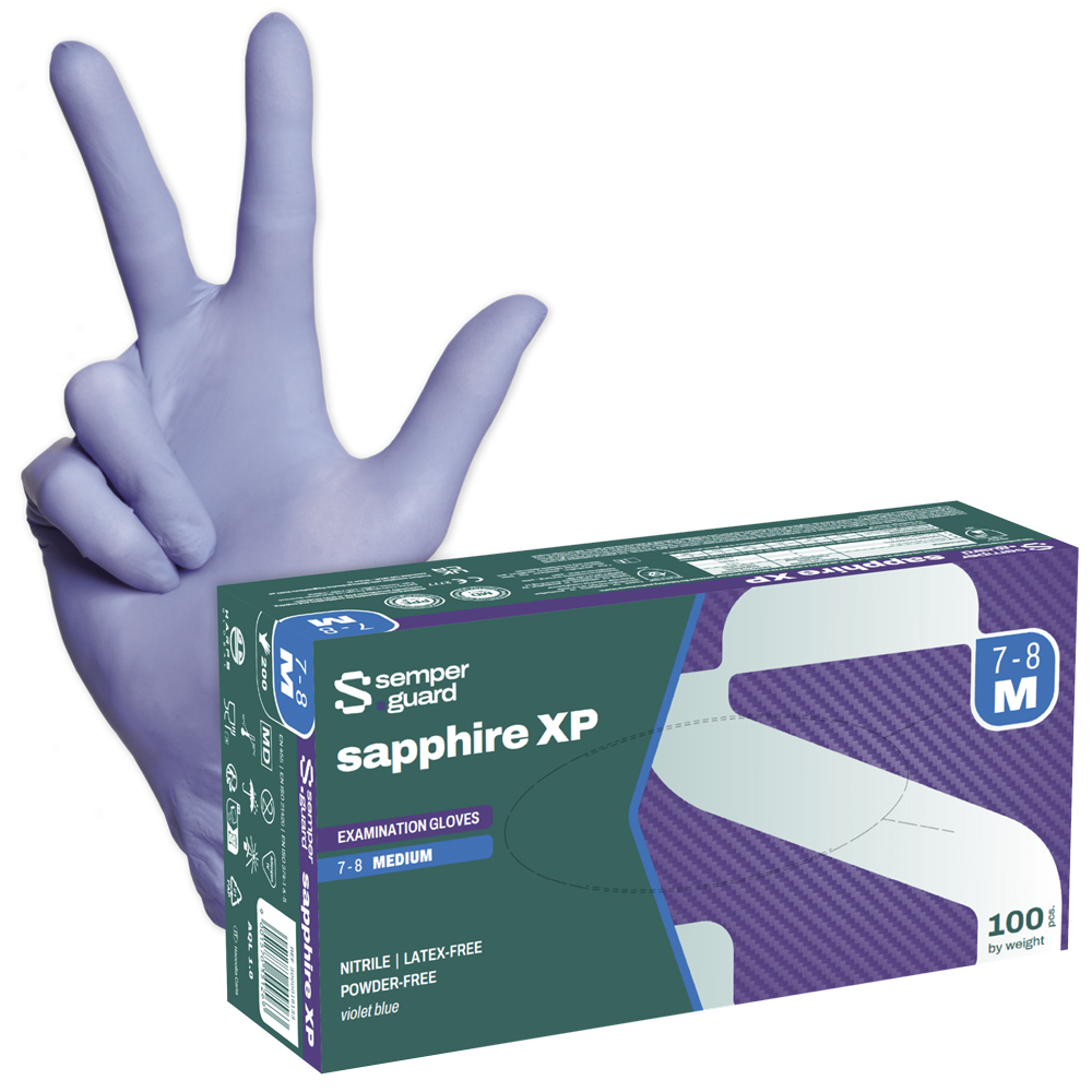 F-STRONGHAND-Einwegschutz,  Nitril-Einweghandschuhe, *SEMPERGUARD NITRIL Xtra Lite*, Box á 200 Stück, VE: 10 Boxen, blau
