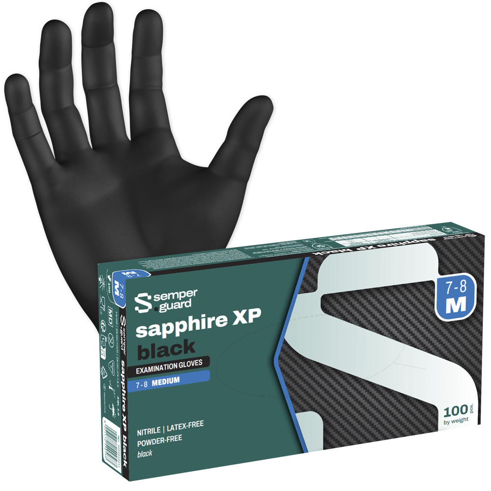 F-STRONGHAND-Einwegschutz,  Nitril-Einweghandschuhe, *SEMPERGUARD NITRIL STYLE*, Box á 100 Stück, VE: 10 Boxen, schwarz