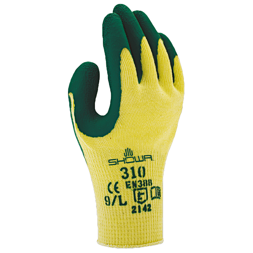 F-SHOWA-Handschutz, Latex, Arbeitshandschuhe, *TOPGRIP/SHOWA BEST 310*, gelb/grün