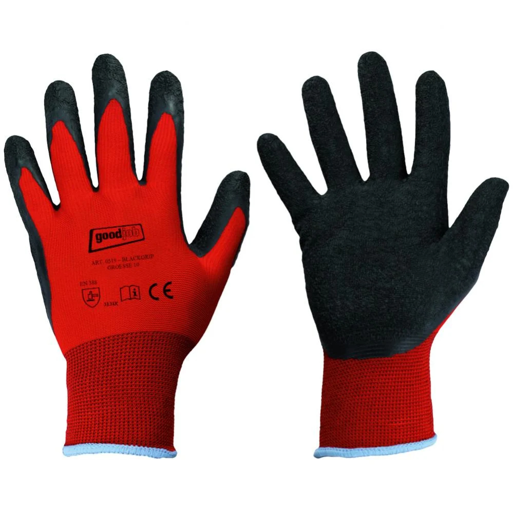 F-GOODJOB-Handschutz, Latex, Arbeitshandschuhe *BLACKGRIP*, schwarz
