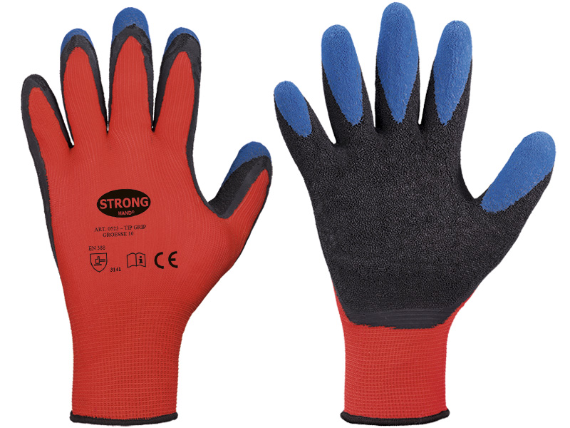 F-STRONGHAND, Latex-Arbeits-Handschuhe TIP GRIP, rot, VE = 12 Paar
