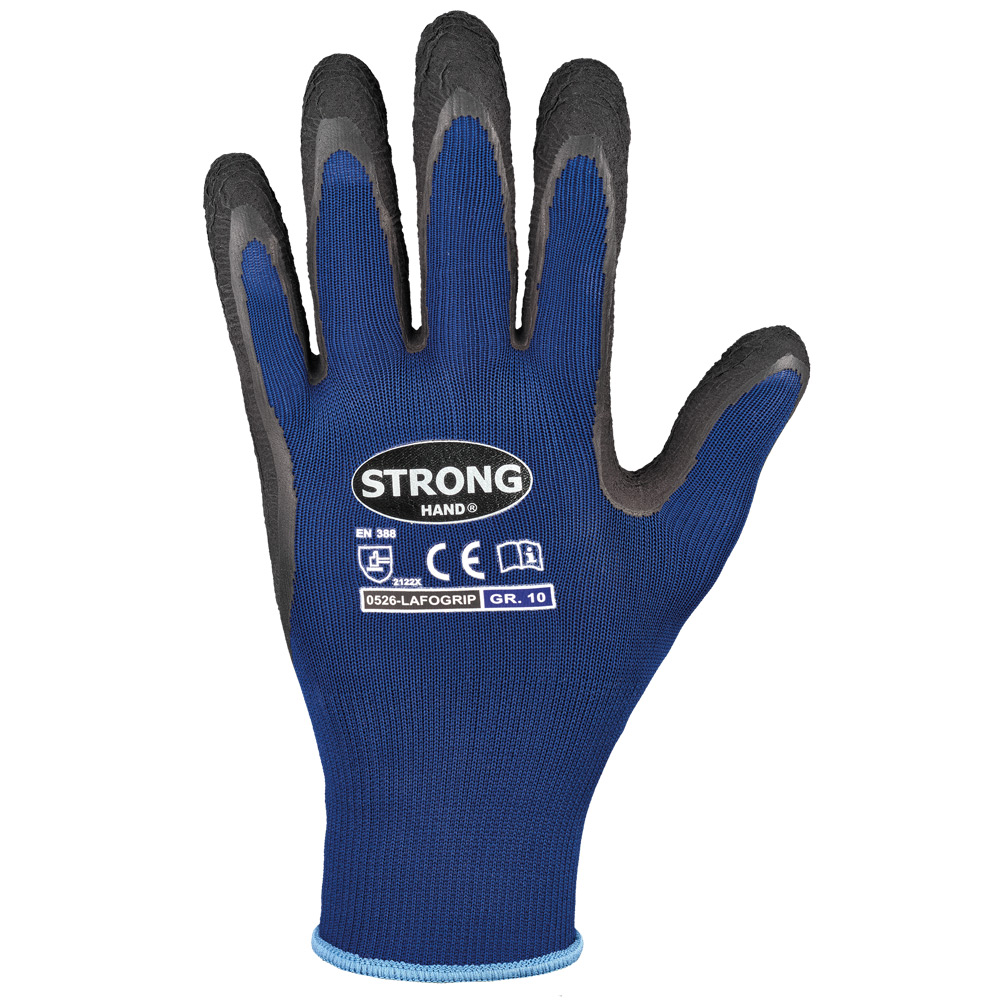 F-STRONGHAND-Handschutz, Latex, Arbeitshandschuhe, *LAFOGRIP*, blau/schwarz