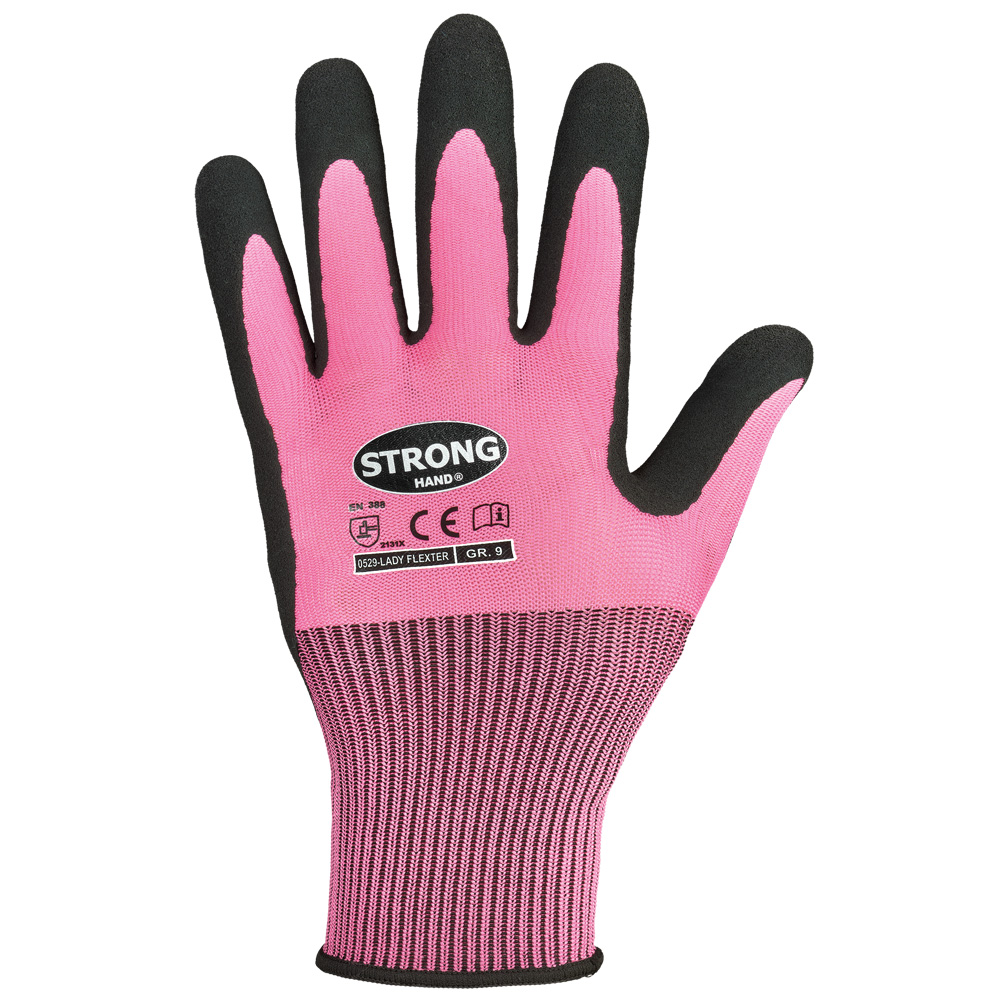 F-STRONGHAND-Handschutz, Arbeitshandschuhe, *LADY FLEXTER*, Pkg.a`12 , pink/schwarz
