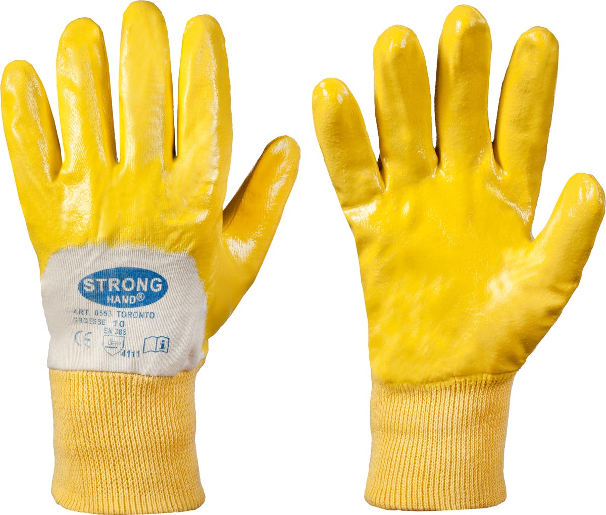 F-STRONGHAND, Nitril beschichtete Arbeits-Handschuhe TORONTO, gelb, VE = 12 Paar