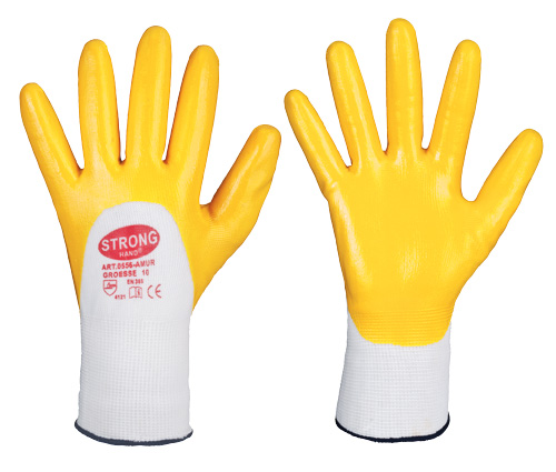 F-STRONGHAND, Nitril-Arbeits-Handschuhe AMUR, gelb, VE = 12 Paar