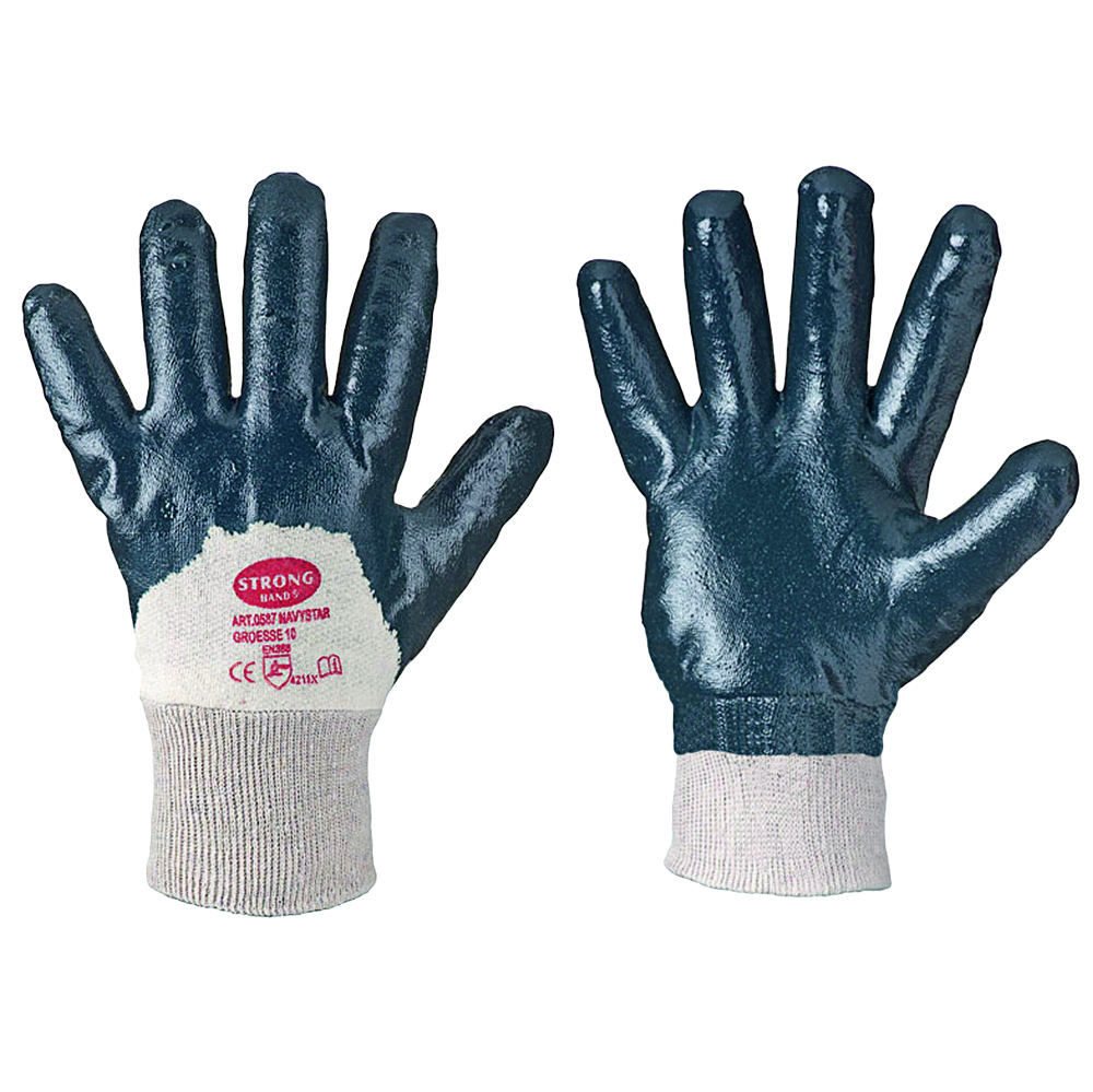F-STRONGHAND-Handschutz, Nitril, Arbeitshandschuhe, *NAVYSTAR*, Pkg.a`12, blau