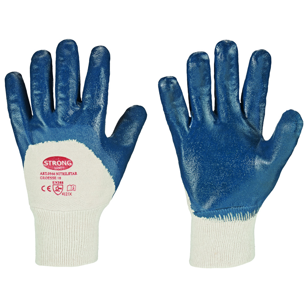 F-STRONGHAND-Handschutz, Nitril, Arbeitshandschuhe, *NITRILSTAR*, Pkg.a`12, blau