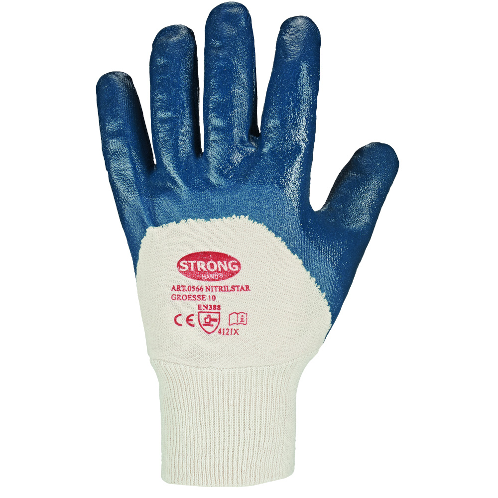 F-STRONGHAND-Handschutz, Nitril, Arbeitshandschuhe, *NITRILSTAR*, Pkg.a`12, blau