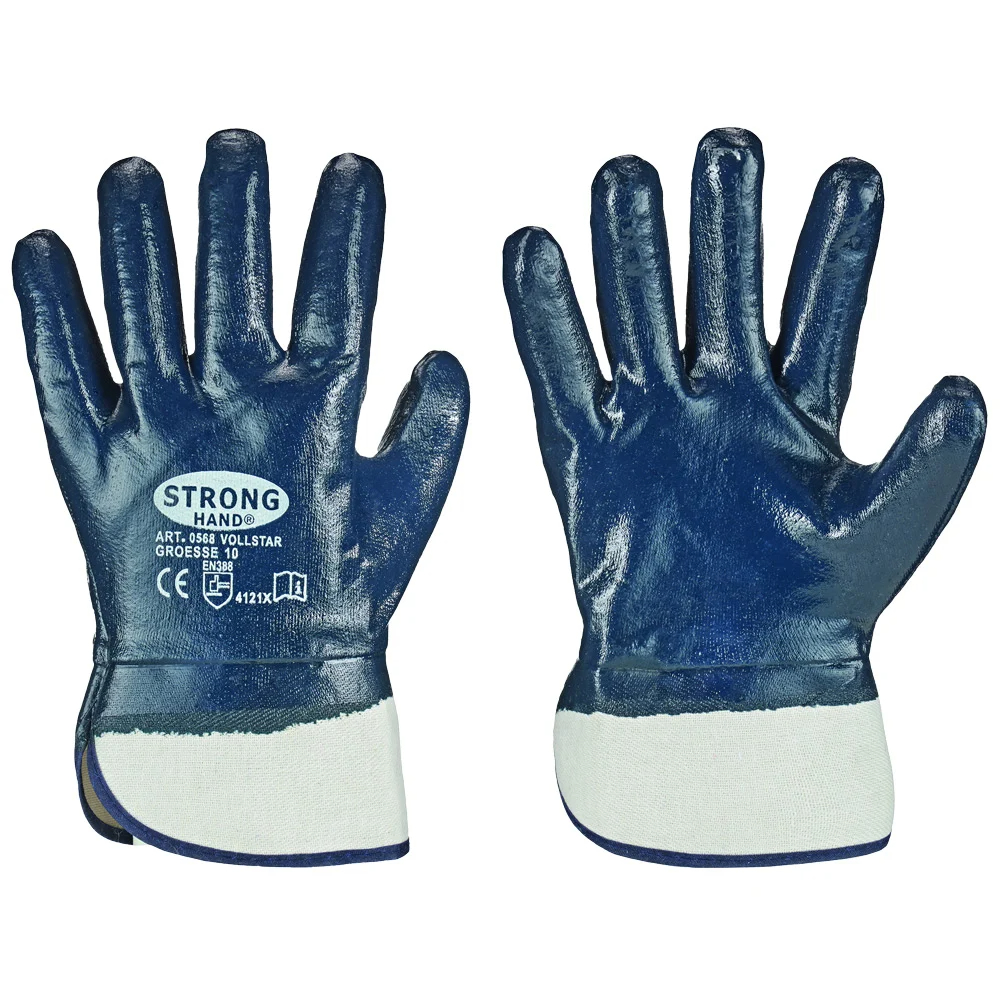 F-STRONGHAND-Handschutz, Nitril, Arbeitshandschuhe, *VOLLSTAR*, Pkg.a`12, blau