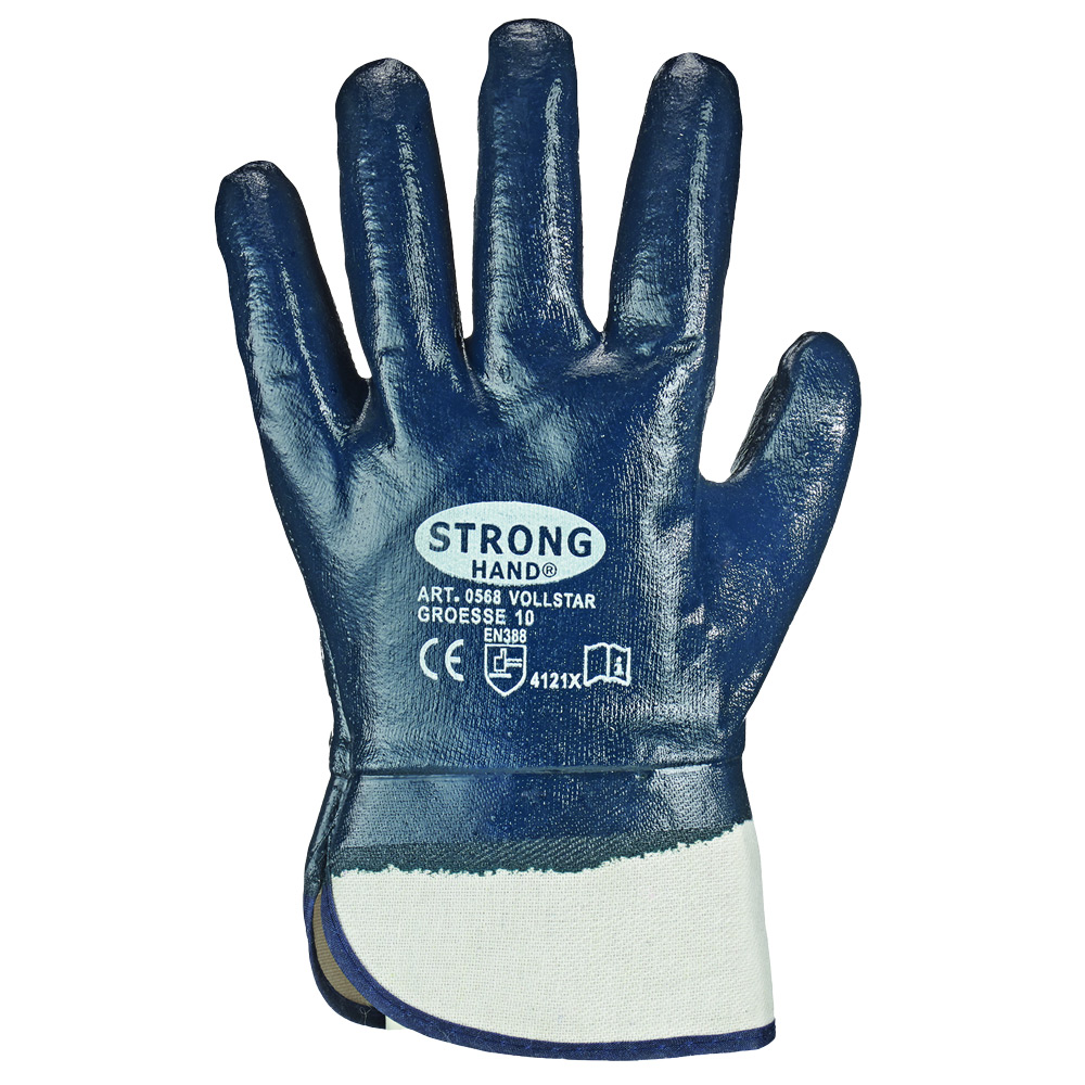 F-STRONGHAND-Handschutz, Nitril, Arbeitshandschuhe, *VOLLSTAR*, Pkg.a`12, blau