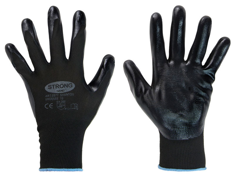 F-STRONGHAND-Handschutz, Nitril, Arbeitshandschuhe, *SHANTOU* , schwarz