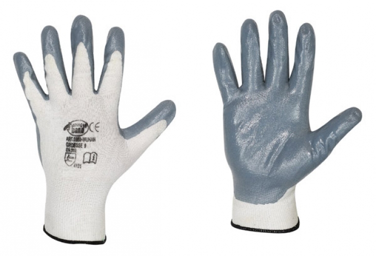 F-STRONGHAND-Handschutz, Nitril, Arbeitshandschuhe, *WUHAN*, weiß/grau