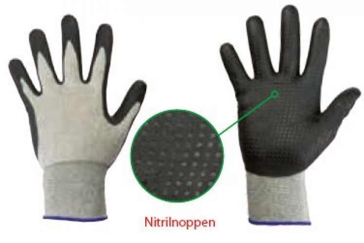 F-STRONGHAND, Baumwolle, Nitrilbeschichtung,  Arbeitshandschuhe, *NAIMAN*, VE: 120 Paar, beige/grau
