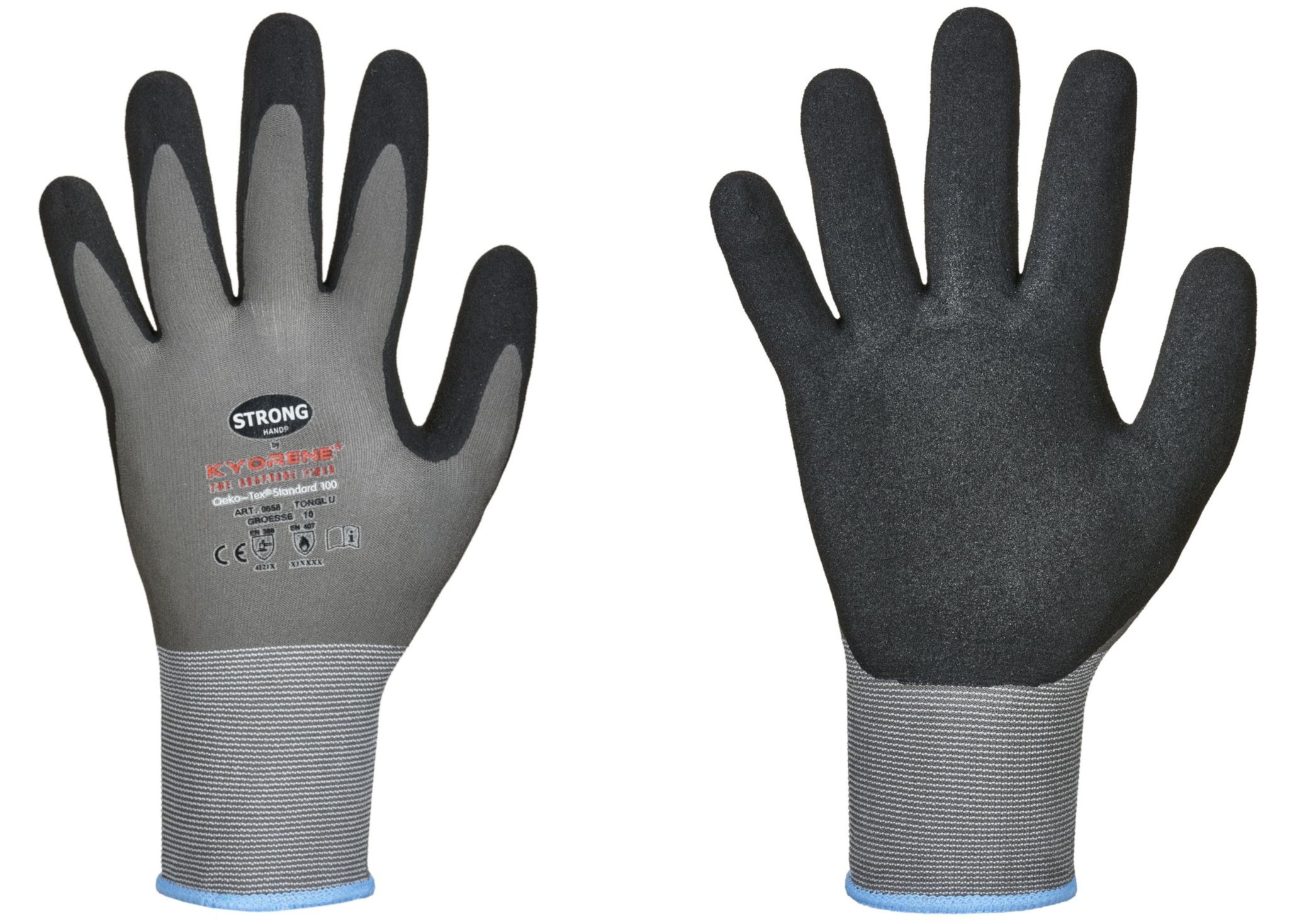 F-STRONGHAND, Nylon, Nitril, Arbeitshandschuhe,*TONGLU*, grau/schwarz