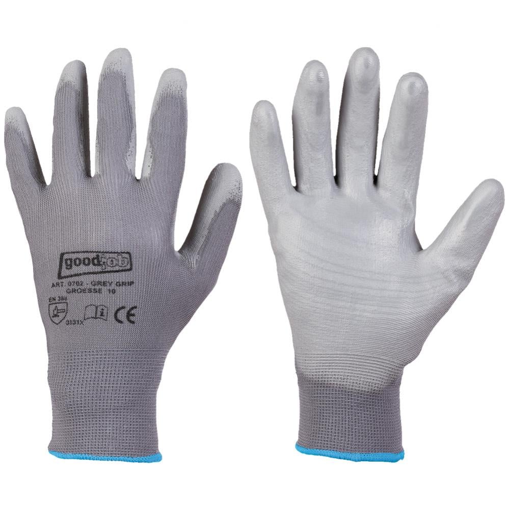 F-STRONGHAND-Handschutz, Polyester, PU beschichtet, Arbeitshandschuhe, *GREYGRIP*, grau