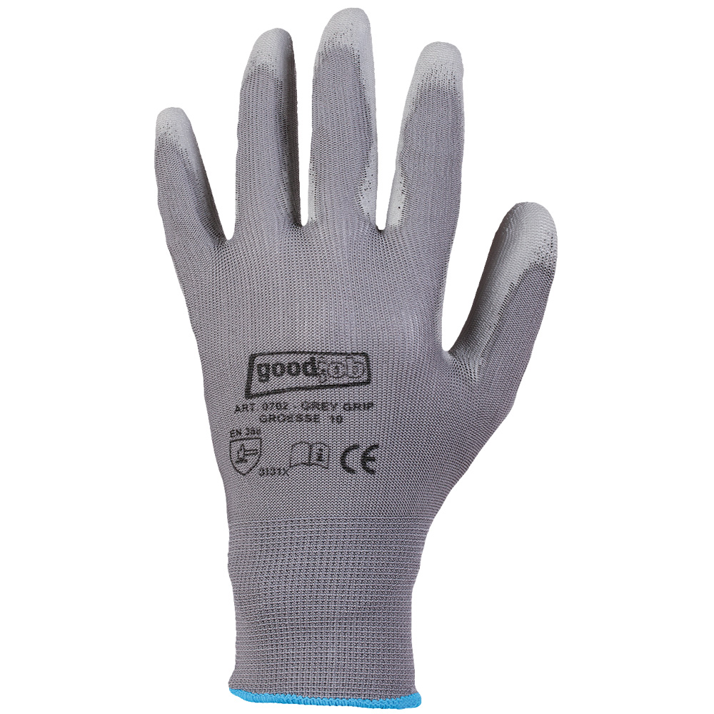 F-STRONGHAND-Handschutz, Polyester, PU beschichtet, Arbeitshandschuhe, *GREYGRIP*, grau