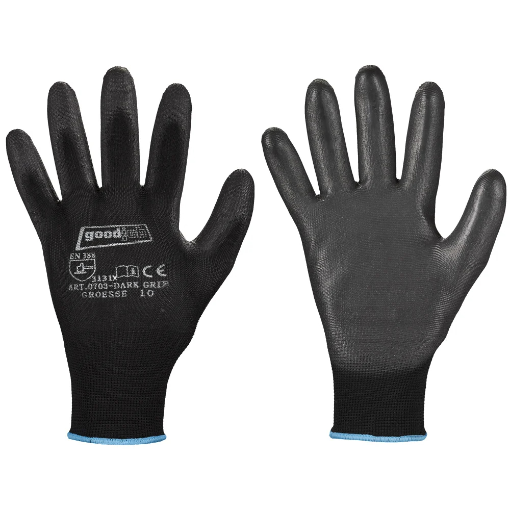 F-GOODJOB-Handschutz, Polyester, Arbeitshandschuhe, *DARK GRIP*, schwarz