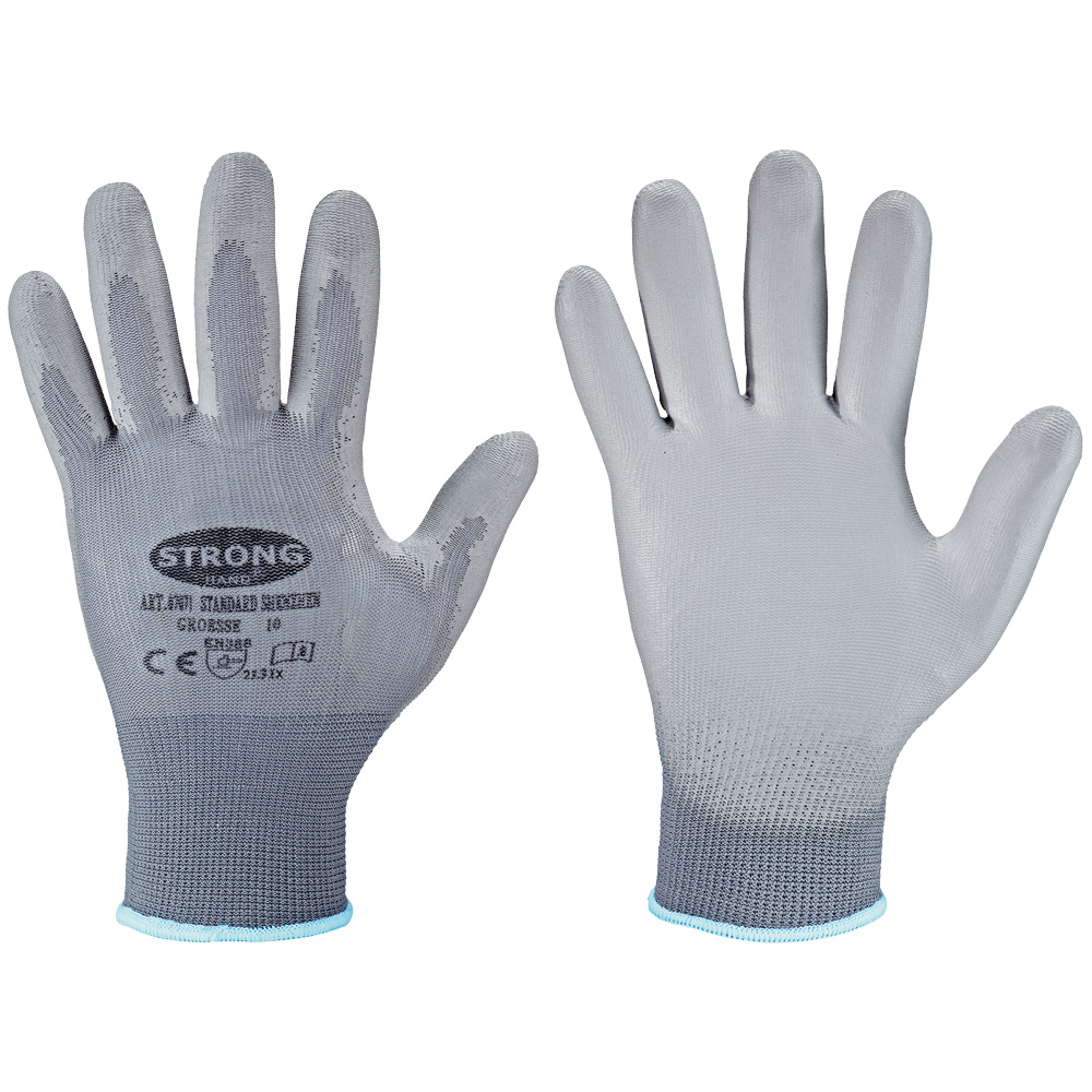 F-STRONGHAND-Handschutz, Nylon, PU beschichtet, Arbeitshandschuhe, *STANDARD SHENZHEN*, Pkg.a`12, grau