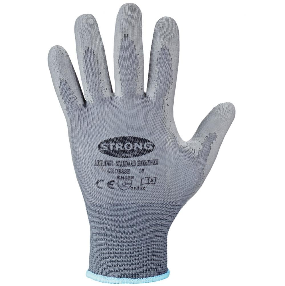 F-STRONGHAND-Handschutz, Nylon, PU beschichtet, Arbeitshandschuhe, *STANDARD SHENZHEN*, Pkg.a`12, grau