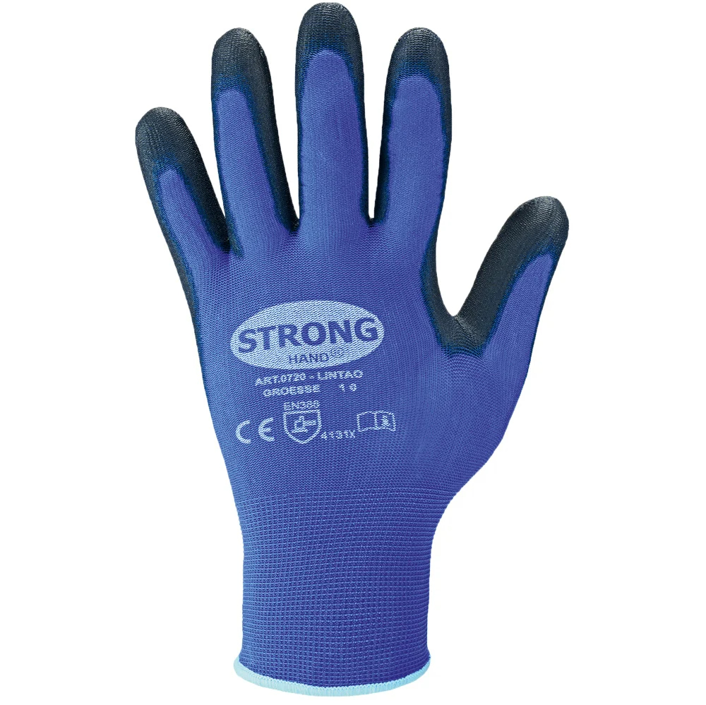 F-STRONGHAND-Handschutz, Nylon, PU beschichtet, Arbeitshandschuhe, *LINTAO*, Pkg.a`12, blau/schwarz