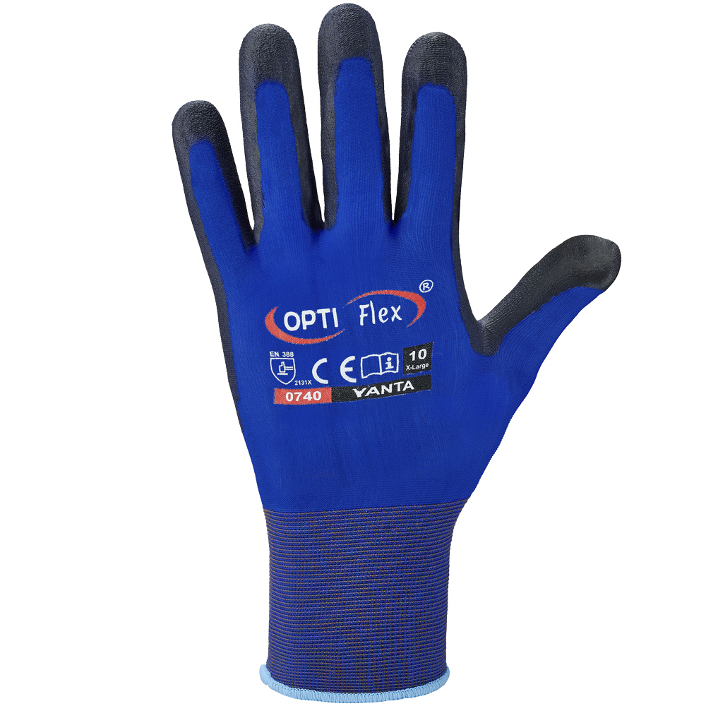 F-OPTIFLEX-Handschutz, Nylon-Arbeitshandschuhe, *YANTA*,  blau/schwarz