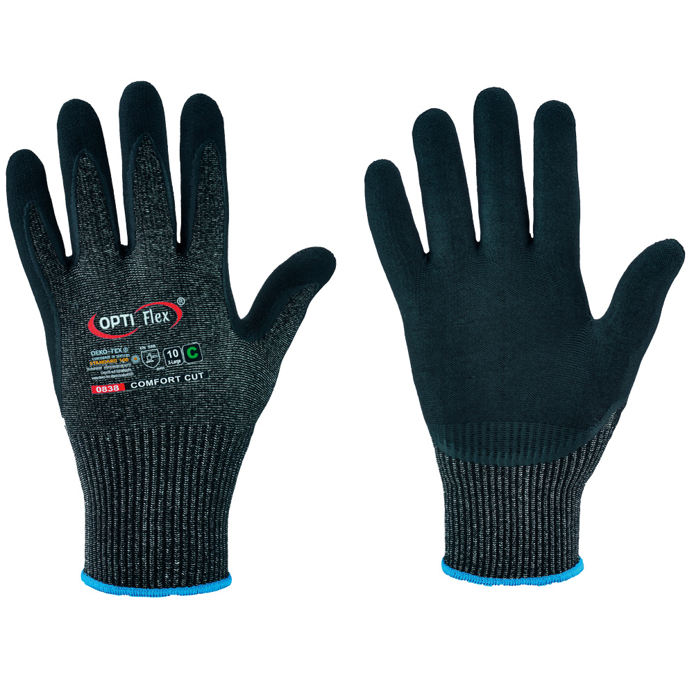 F-OPTIFLEX-Handschutz, Schnittschutz-Nitril-Arbeitshandschuhe, *COMFORT CUT 5*, schwarz