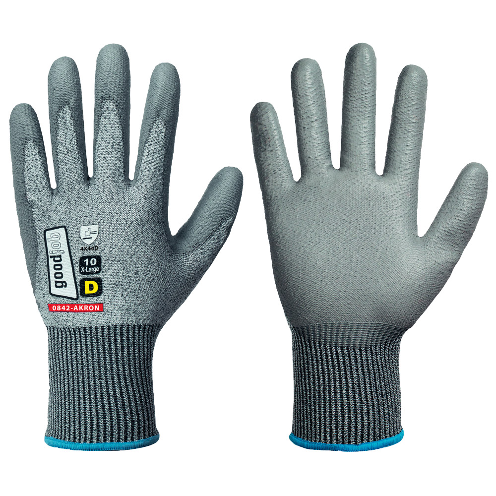 F-LEVEL 5-Handschutz, Schnittschutz, PU beschichtet, Arbeitshandschuhe, *AKRON*, grau/schwarz